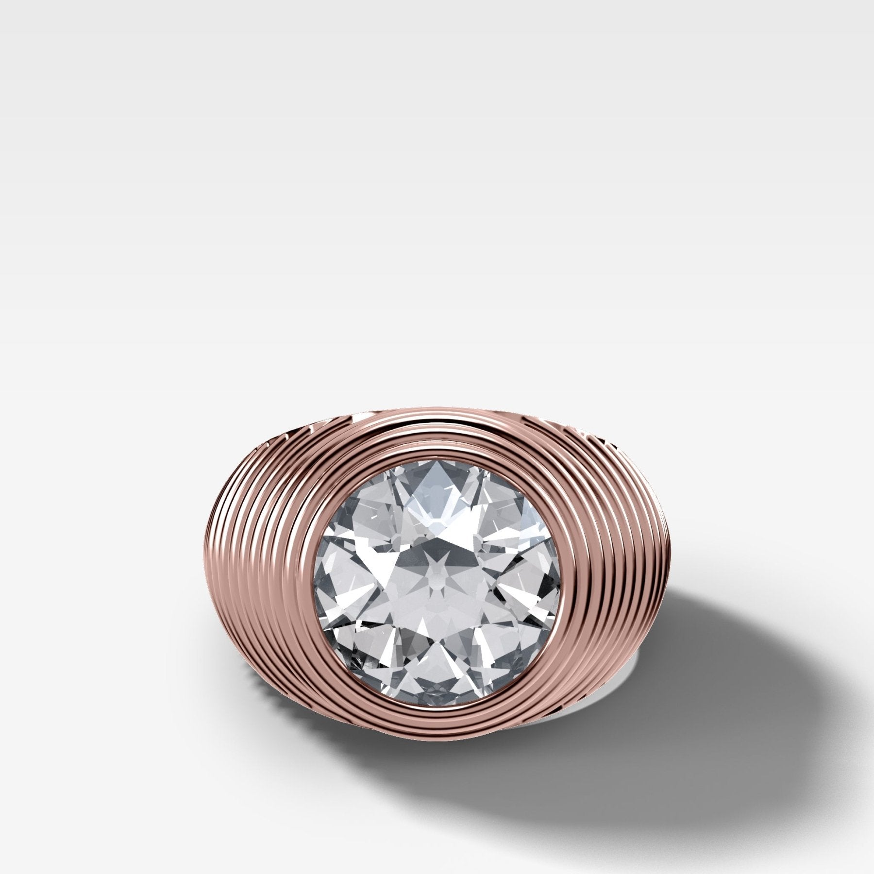 Ripple Solitaire Engagement Ring with Old Euro Cut Diamond