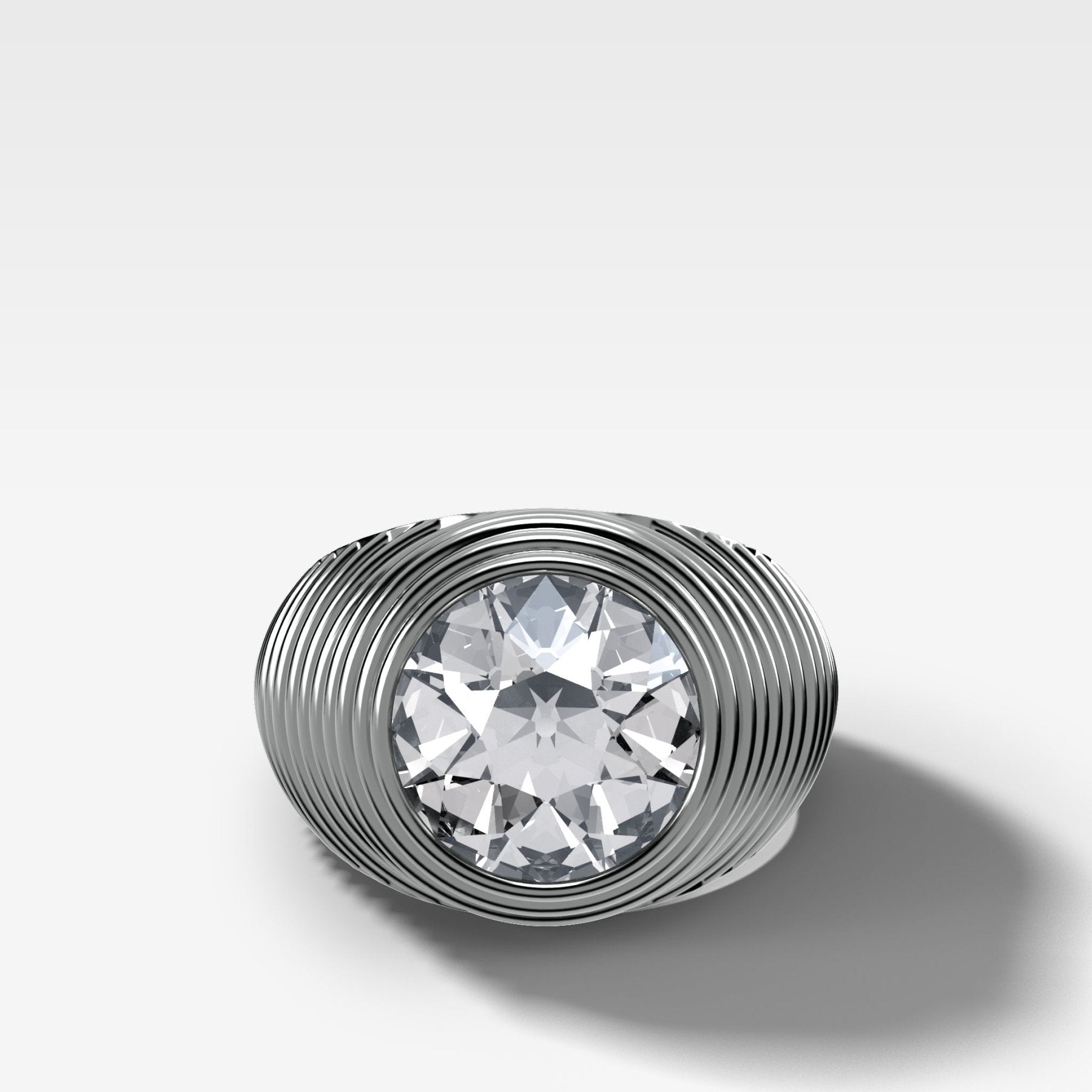 Ripple Solitaire Engagement Ring with Old Euro Cut Diamond