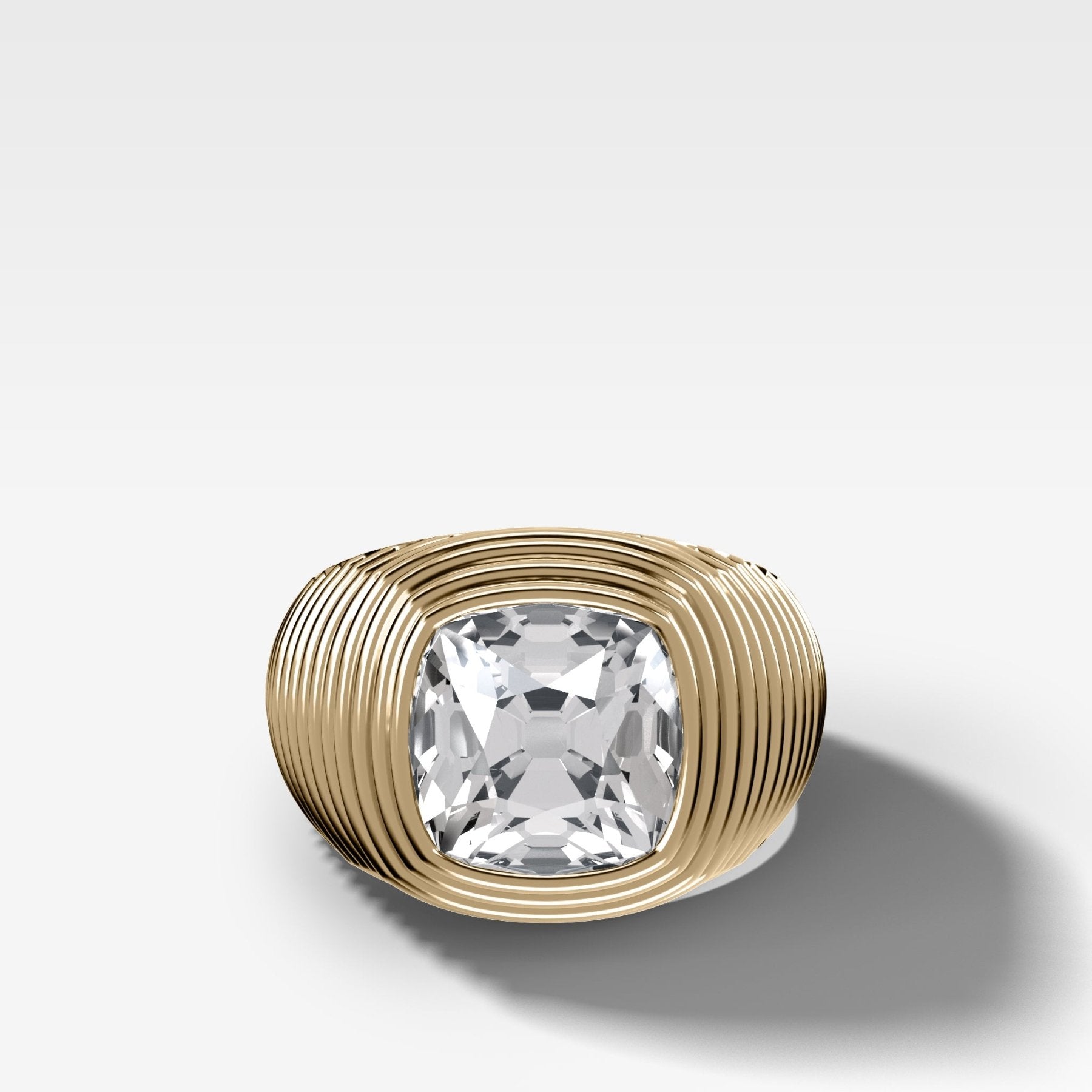 Ripple Solitaire Engagement Ring with Old Mine Cut Diamond