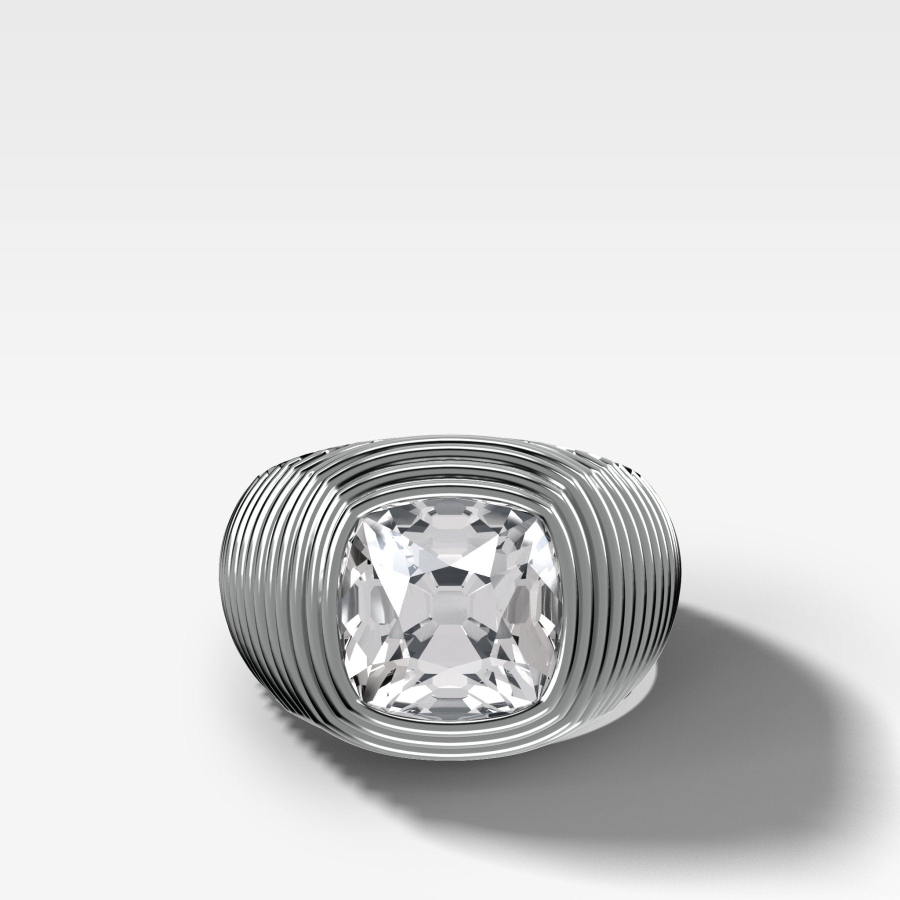 Ripple Solitaire Engagement Ring with Old Mine Cut Diamond