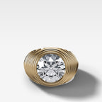 Ripple Solitaire Engagement Ring with Round Cut Diamond
