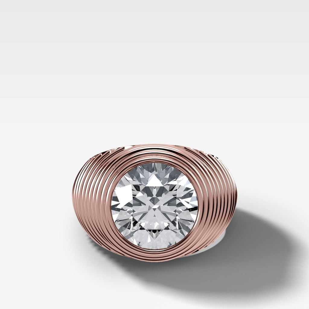 Ripple Solitaire Engagement Ring with Round Cut Diamond