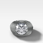 Ripple Solitaire Engagement Ring with Round Cut Diamond