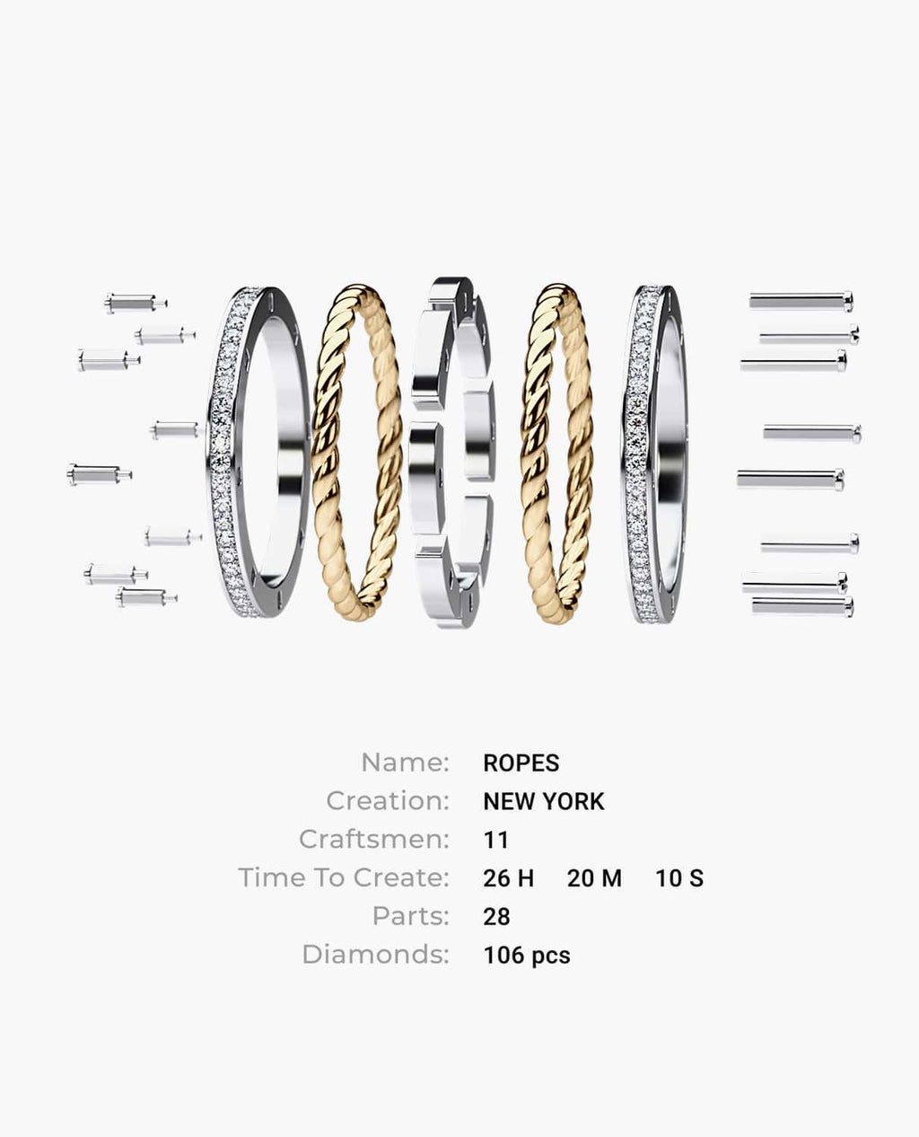 ROPES Two-Tone Gold Ring with 1.05ct Diamonds