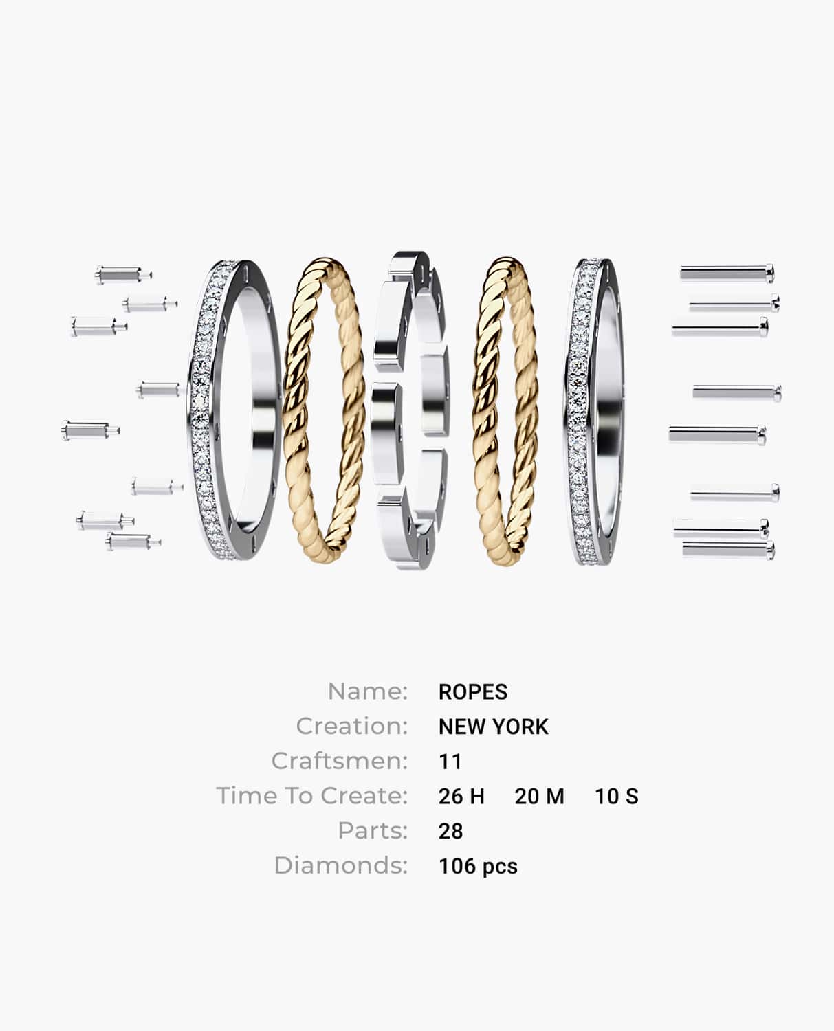 ROPES Two-Tone Gold Ring with 1.05ct Diamonds