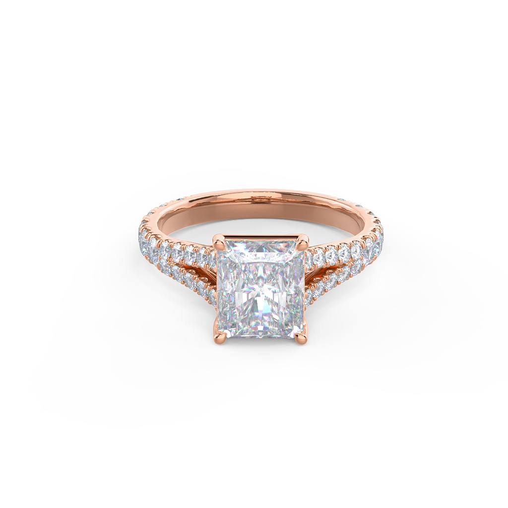 2.50 CT Radiant Cut Moissanite Pave Diamond Engagement Ring