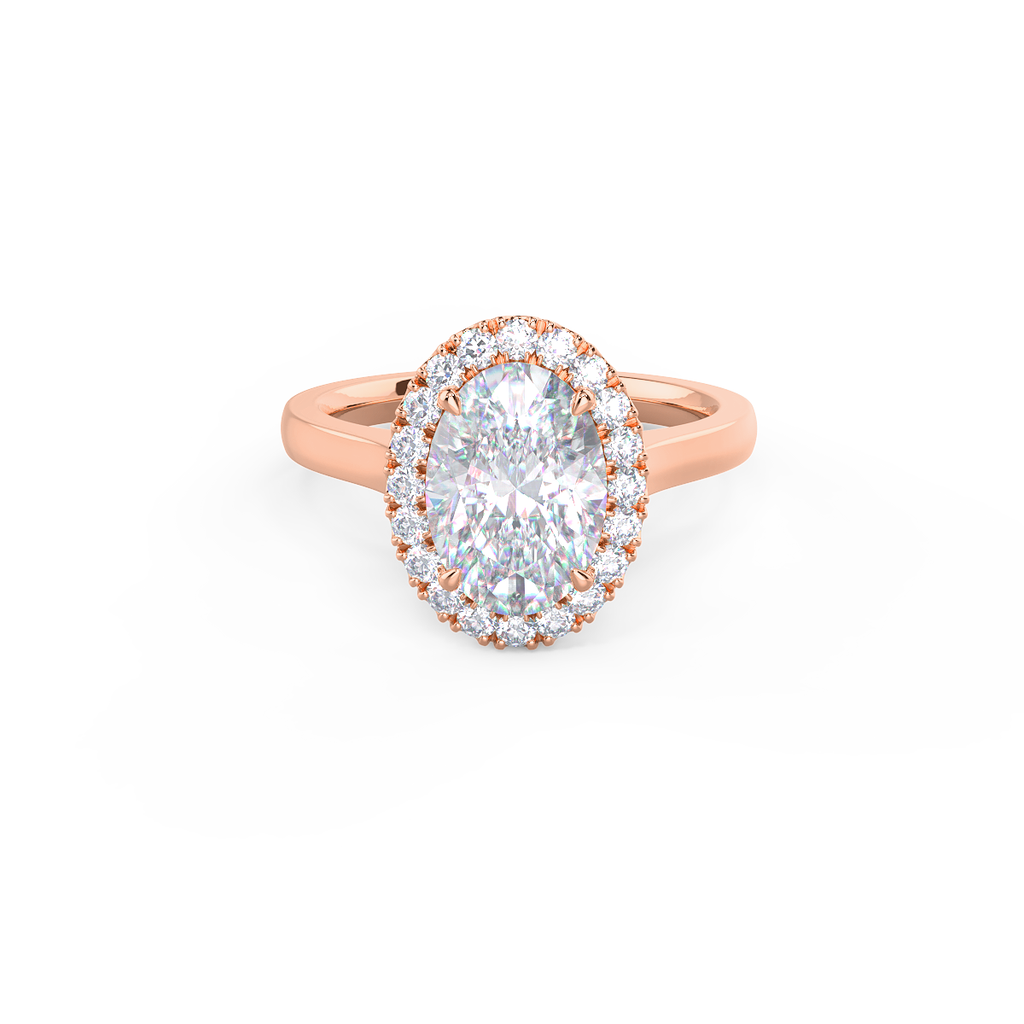 2.0 CT Oval Cut Moissanite Halo Engagement Ring