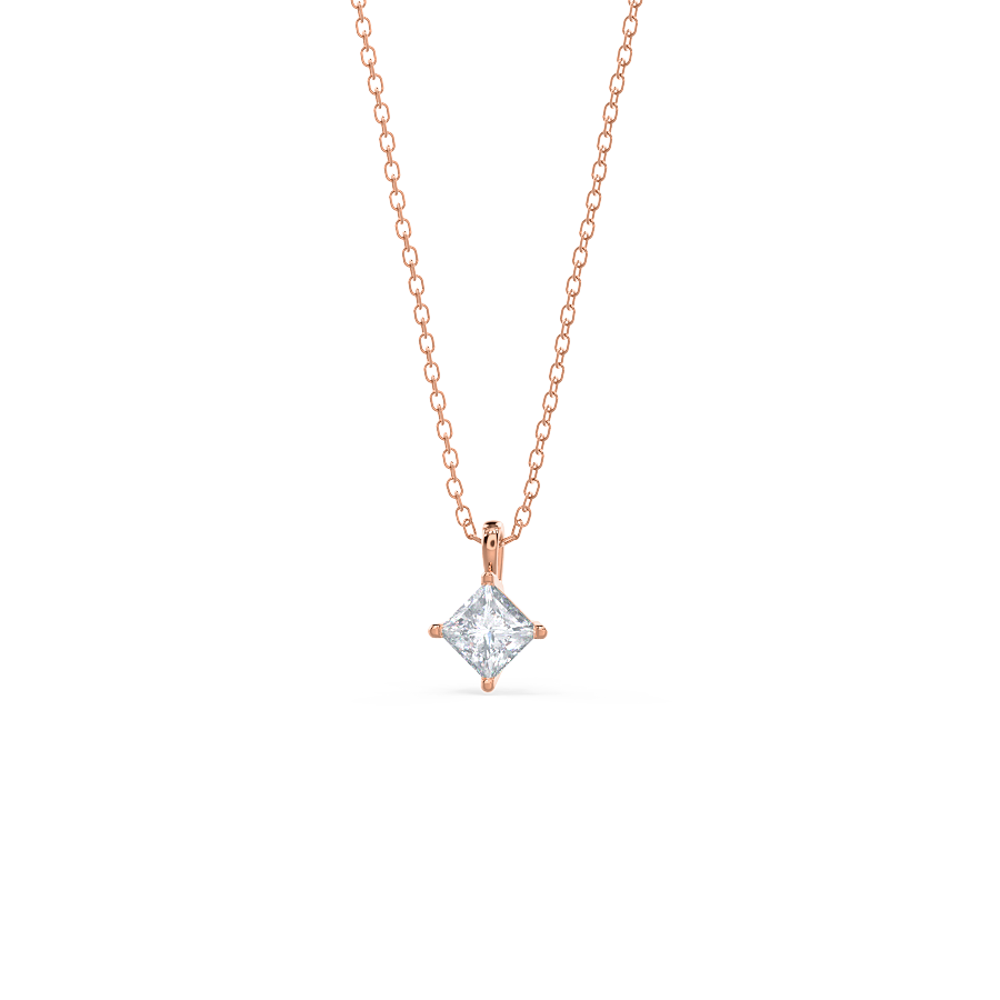 0.50 CT-1.0 CT Princess Cut Moissanite Solitaire Layering Necklace