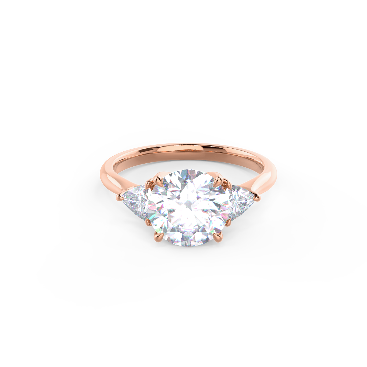 2.0CT Round Moissanite Three Stones Engagement Ring