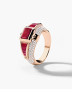CARLIN Gold Signet Ring with 3.10ct Rubies and Diamonds