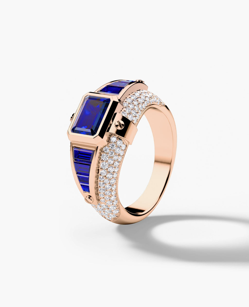CARLIN Gold Signet Ring with 3.10ct Sapphires and Diamonds