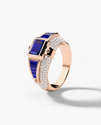 CARLIN Gold Signet Ring with 3.10ct Sapphires and Diamonds