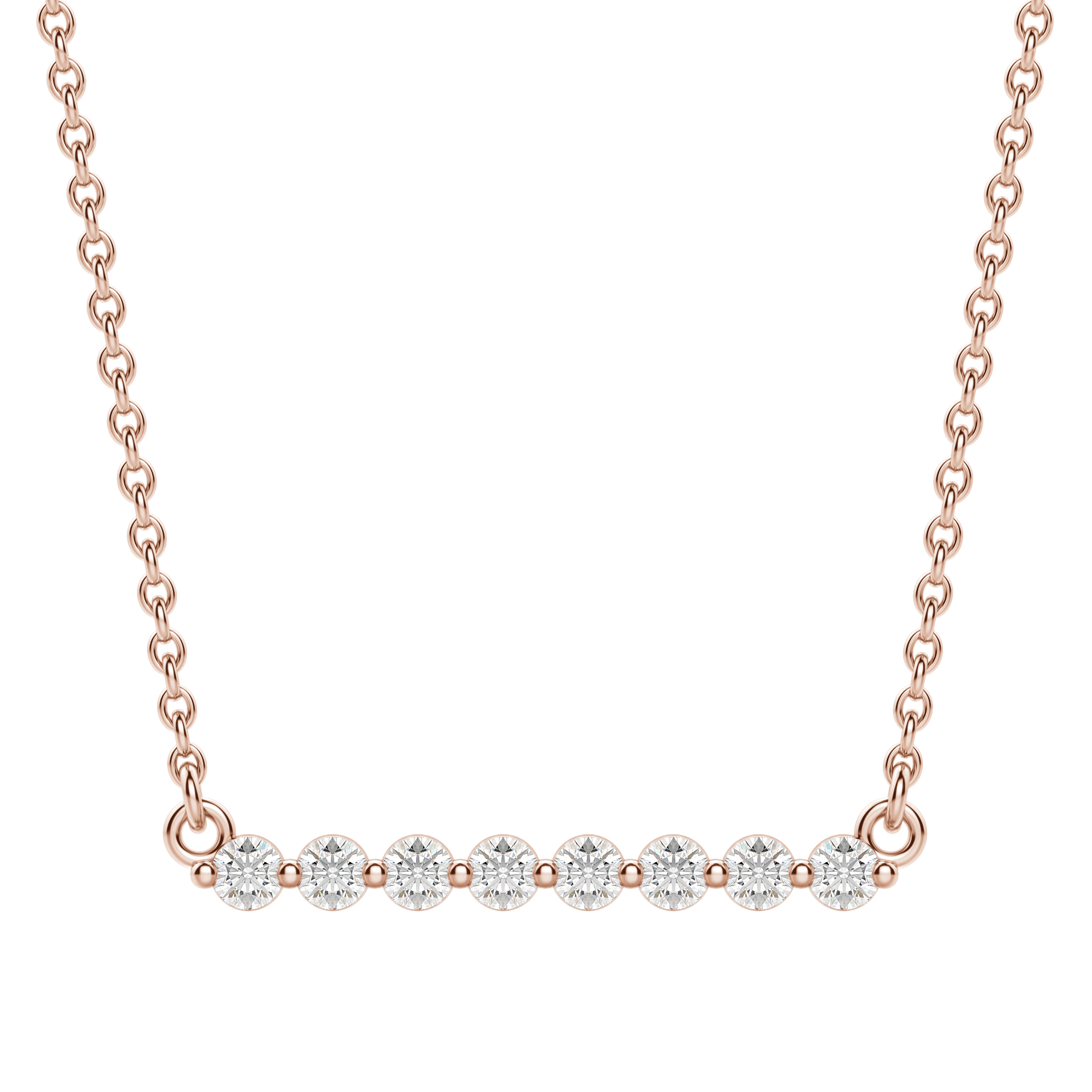 0.24 CT Round Cut Moissanite Shared Prong Necklace