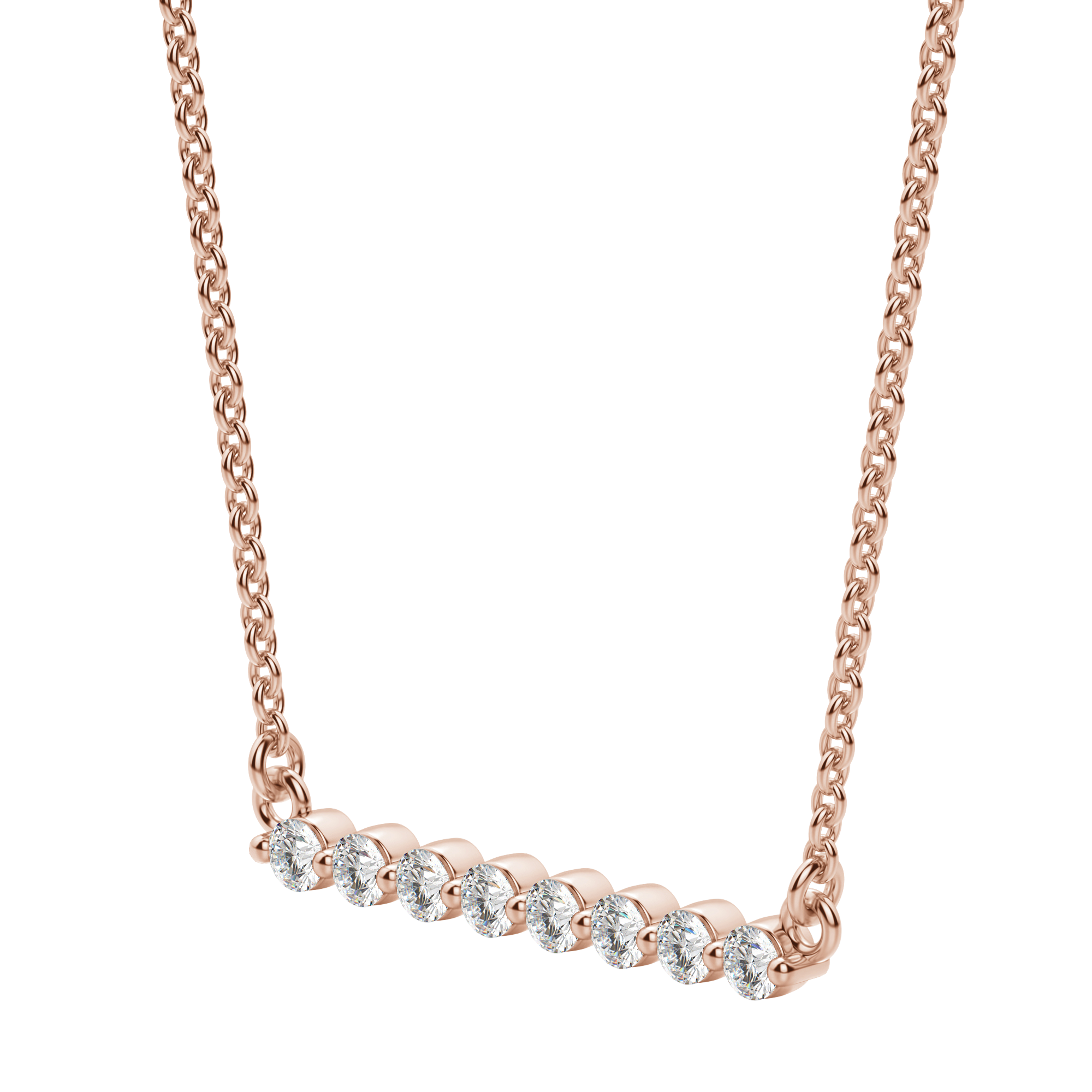 0.24 CT Round Cut Moissanite Shared Prong Necklace