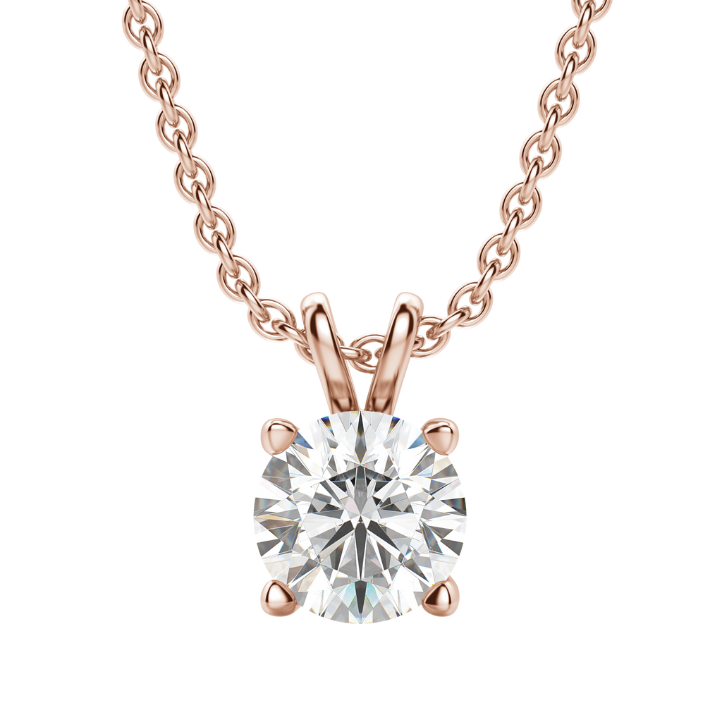 0.25-1.0ct Round Cut Moissanite Solitaire Necklace