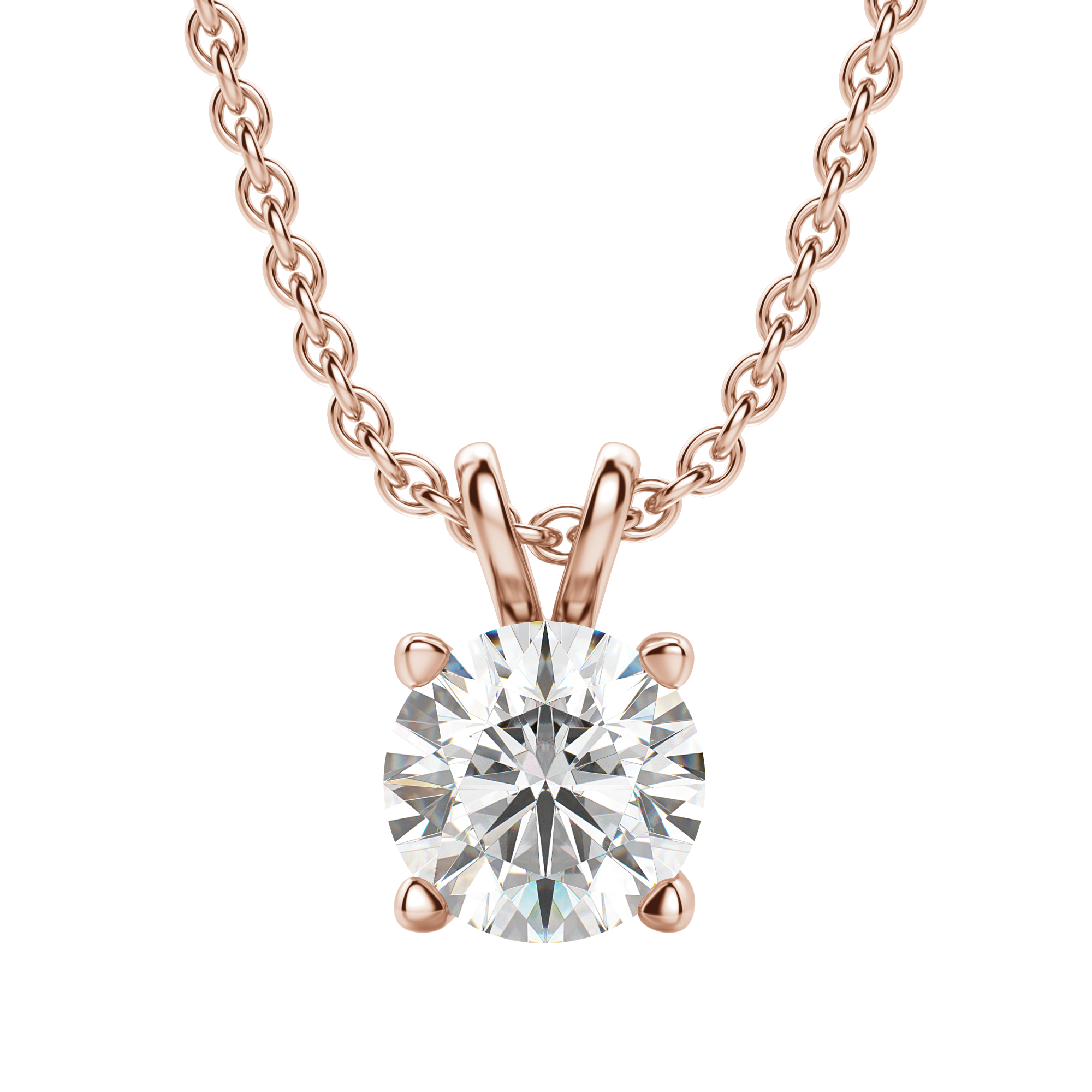 0.25-1.0ct Round Cut Moissanite Solitaire Necklace