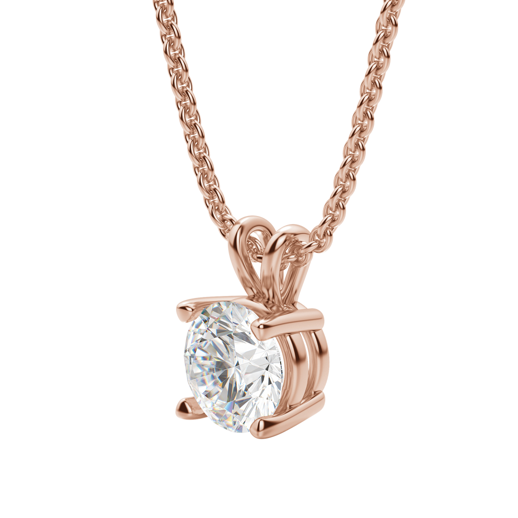 0.25-1.0ct Round Cut Moissanite Solitaire Necklace