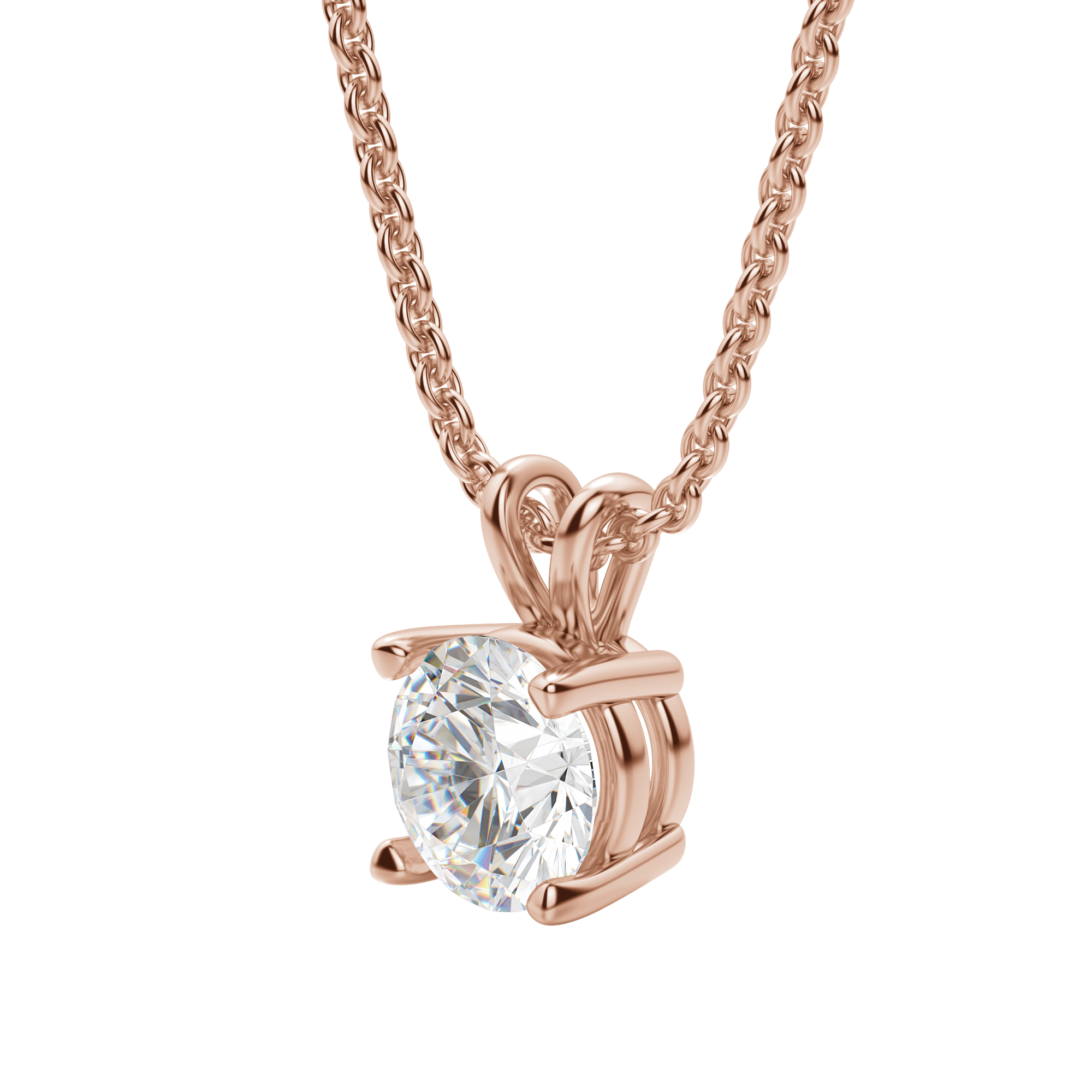 0.25-1.0ct Round Cut Moissanite Solitaire Necklace