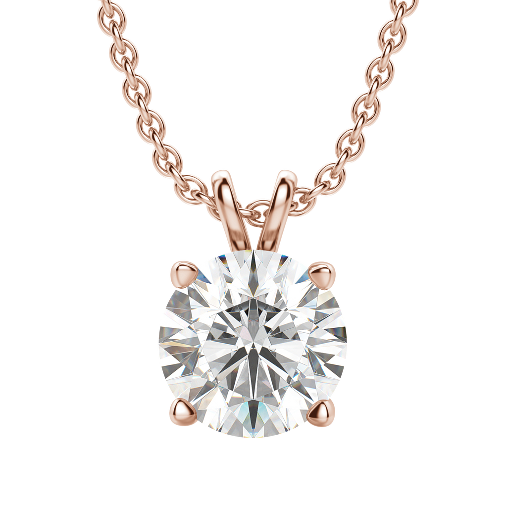 0.25-1.0ct Round Cut Moissanite Solitaire Necklace
