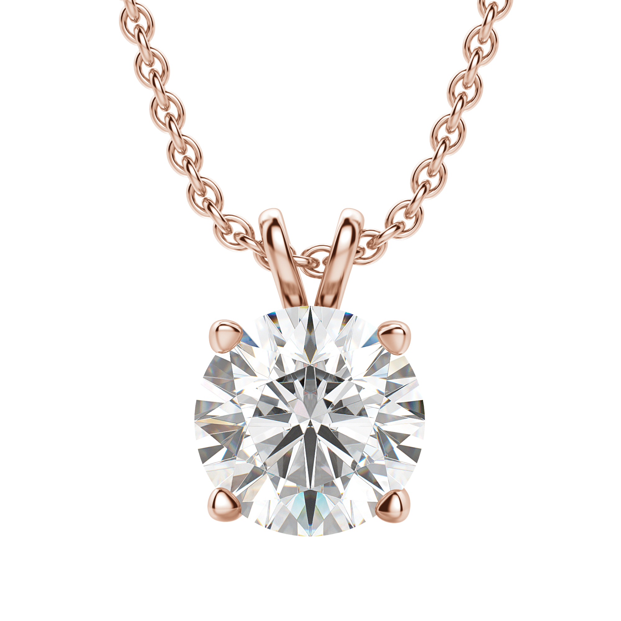 0.25-1.0ct Round Cut Moissanite Solitaire Necklace