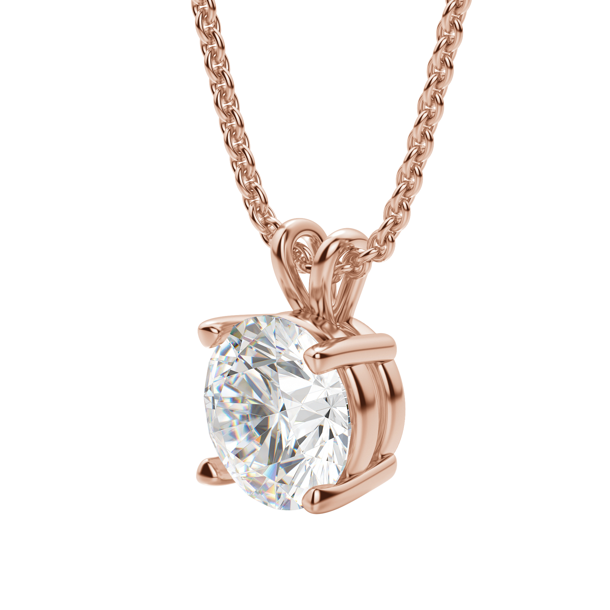 0.25-1.0ct Round Cut Moissanite Solitaire Necklace