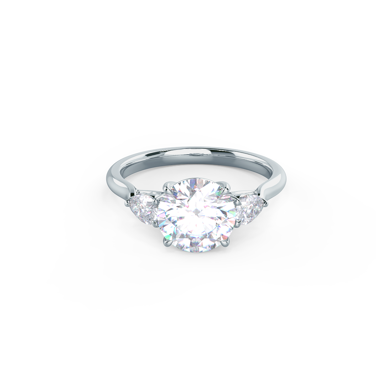 2.0 CT Round Cut Moissanite Three Stones Engagement Ring