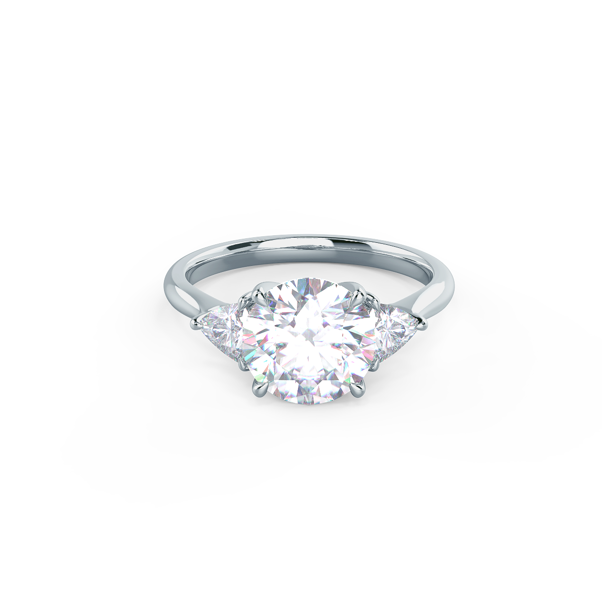 2.0CT Round Moissanite Three Stones Engagement Ring