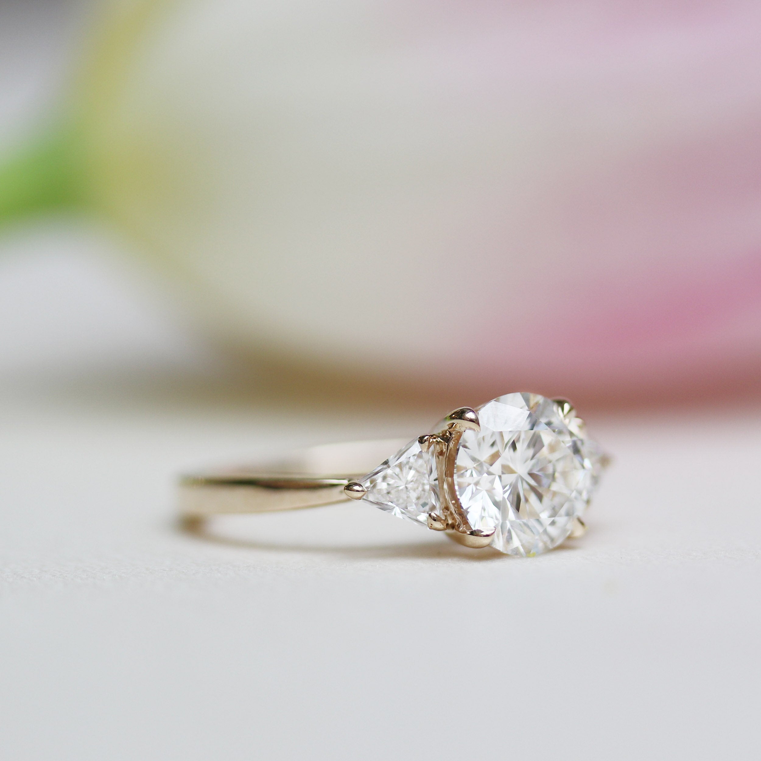 2.0CT Round Moissanite Three Stones Engagement Ring