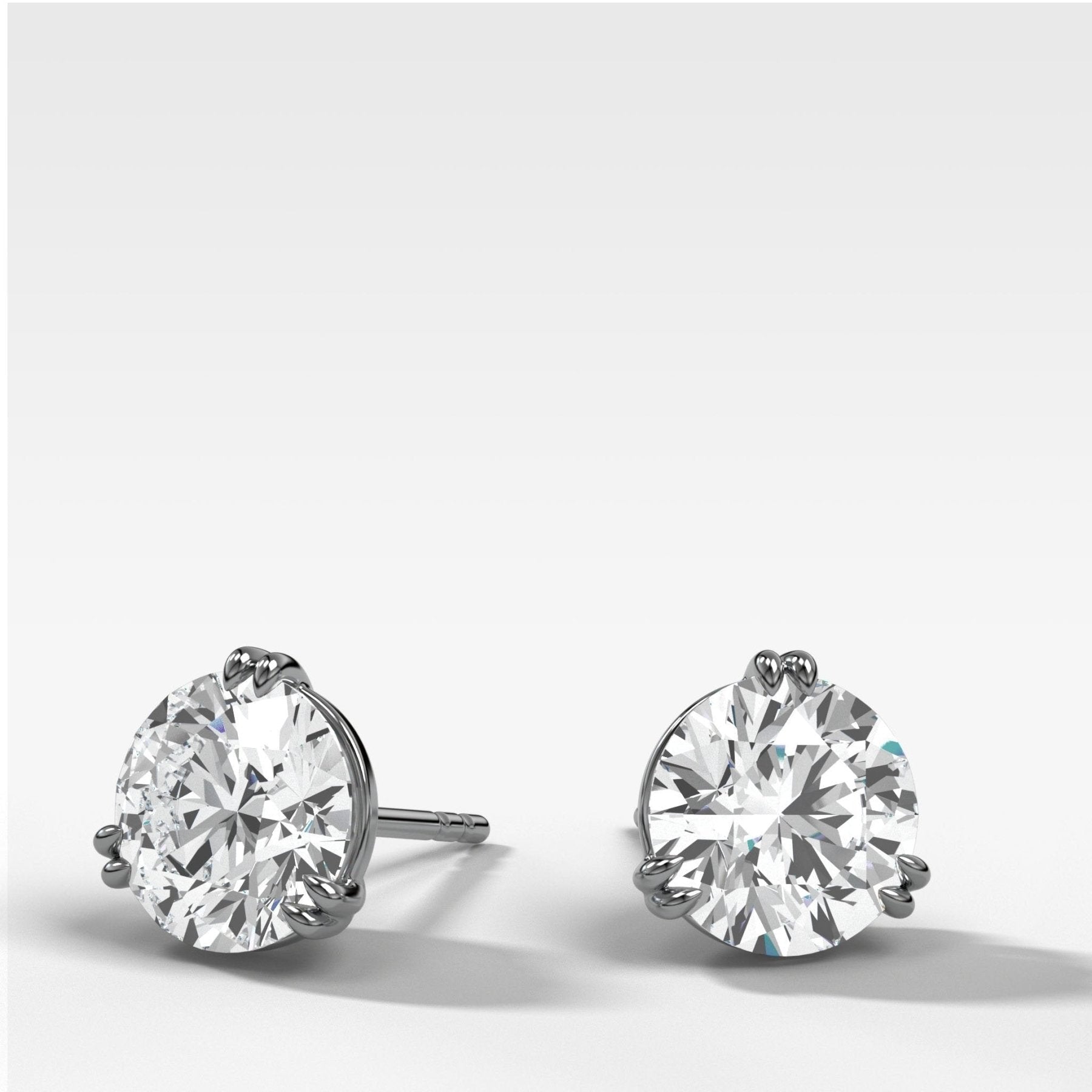 Round Cut Double Point Prong Diamond Studs