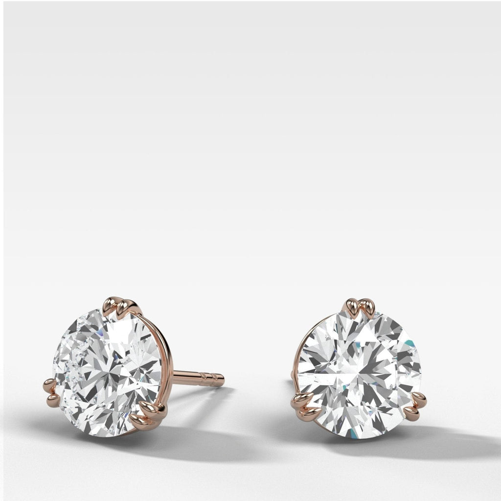 Round Cut Double Point Prong Diamond Studs