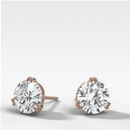 Round Cut Double Point Prong Diamond Studs