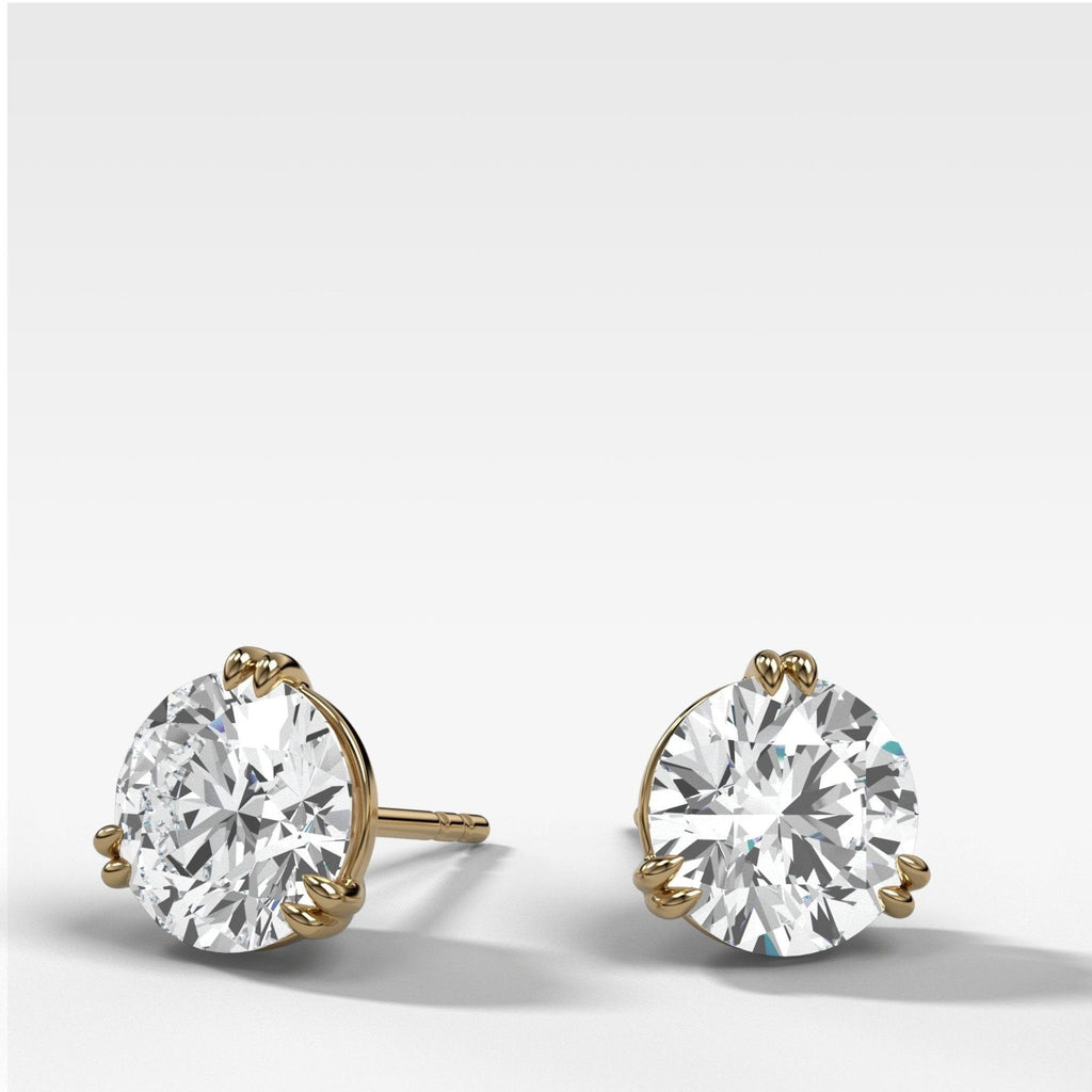 Round Cut Double Point Prong Diamond Studs