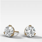 Round Cut Double Point Prong Diamond Studs