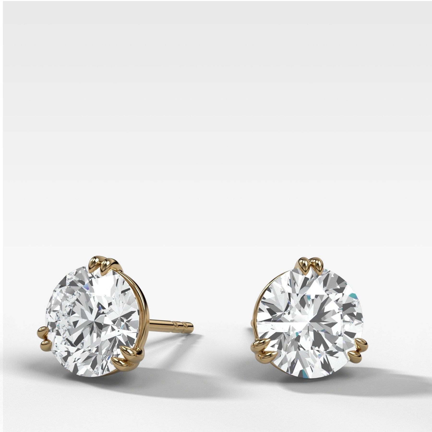 Round Cut Double Point Prong Diamond Studs