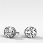Round Cut Half Bezel Diamond Studs
