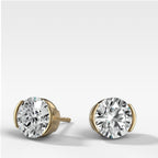 Round Cut Half Bezel Diamond Studs