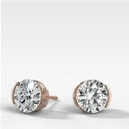Round Cut Half Bezel Diamond Studs