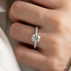 1.60 CT Round Moissanite Pave Engagement Ring