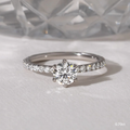 0.70 CT Round Cut Moissanite Pave Style Engagement Ring
