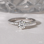 0.70 CT Round Cut Moissanite Pave Style Engagement Ring