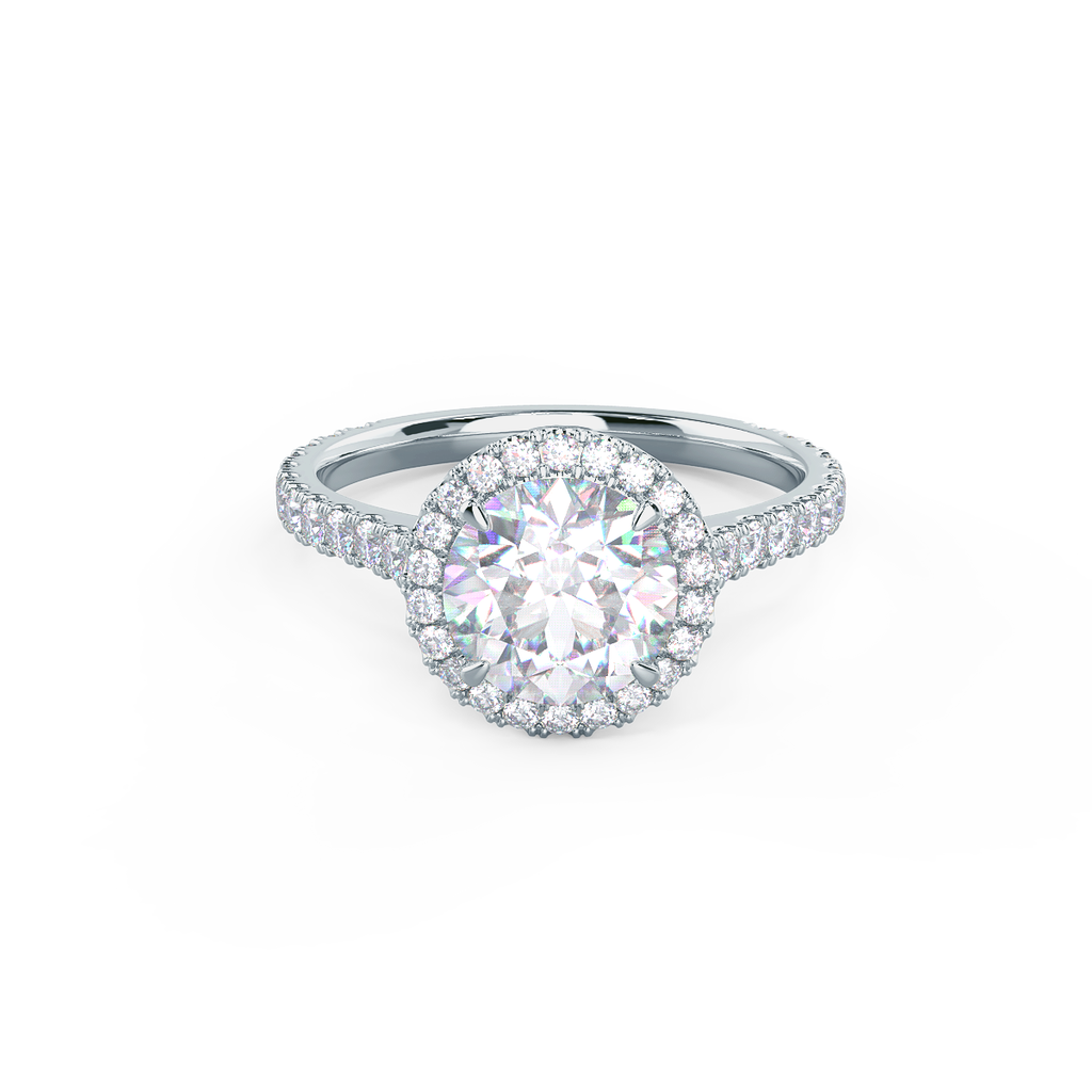 2.25 CT Round Brilliant Cut Moissanite Halo Setting Engagement Ring