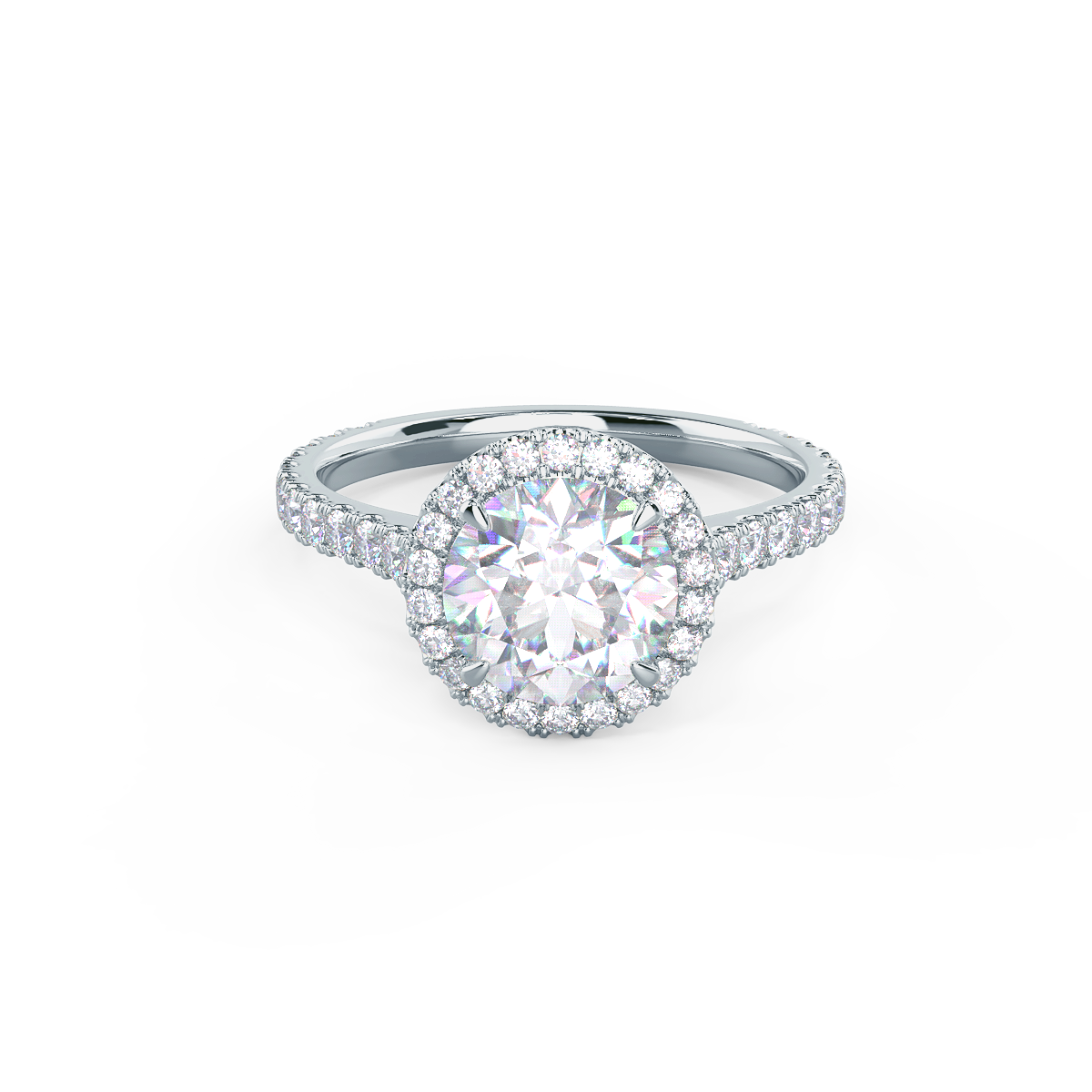 2.25 CT Round Brilliant Cut Moissanite Halo Setting Engagement Ring
