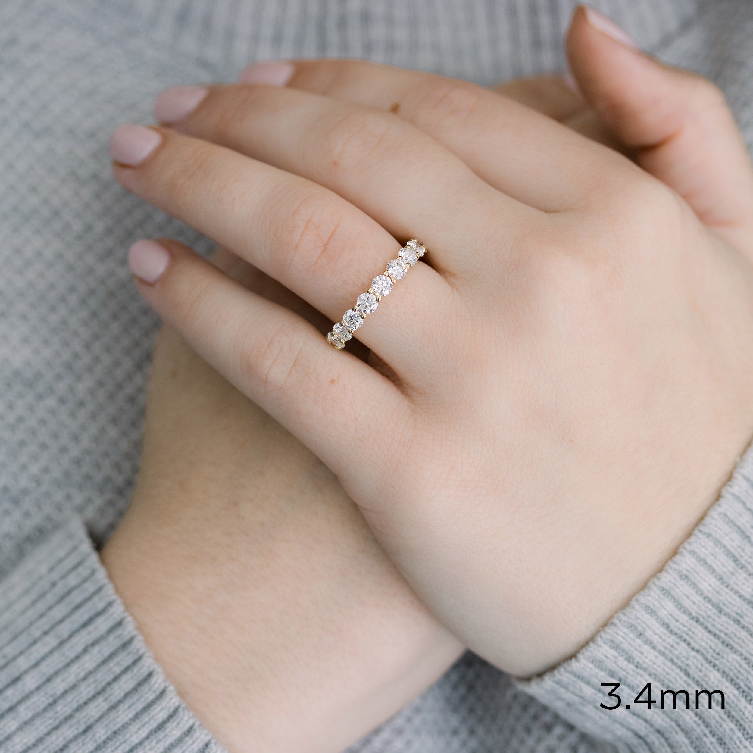 2.0 TCW Round Brilliant Cut Full Eternity Diamond Wedding Band