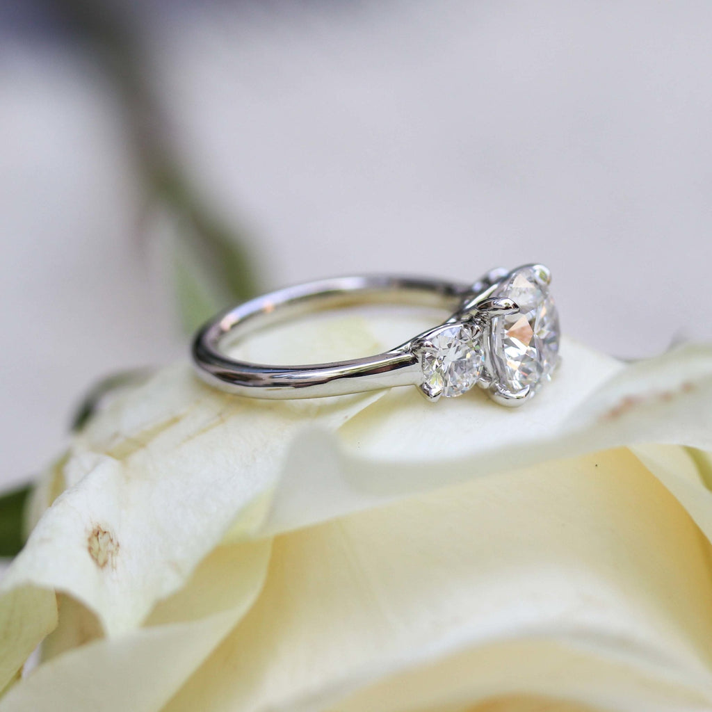 2.25 CT Round Moissanite Three Stone Engagement Ring