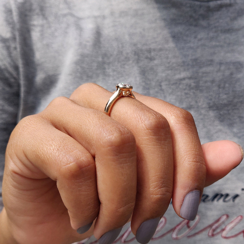 Round Bezel Engagement Ring In Solitaire Style