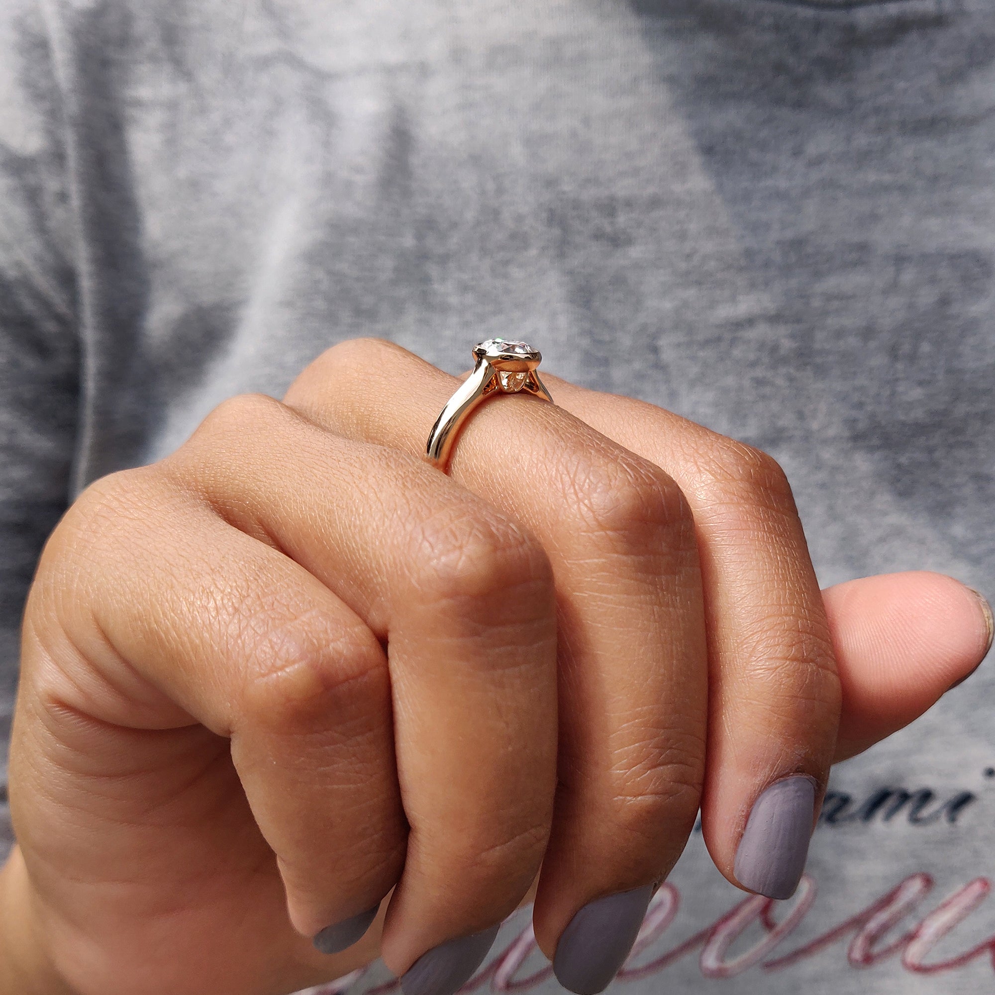 Round Bezel Engagement Ring In Solitaire Style