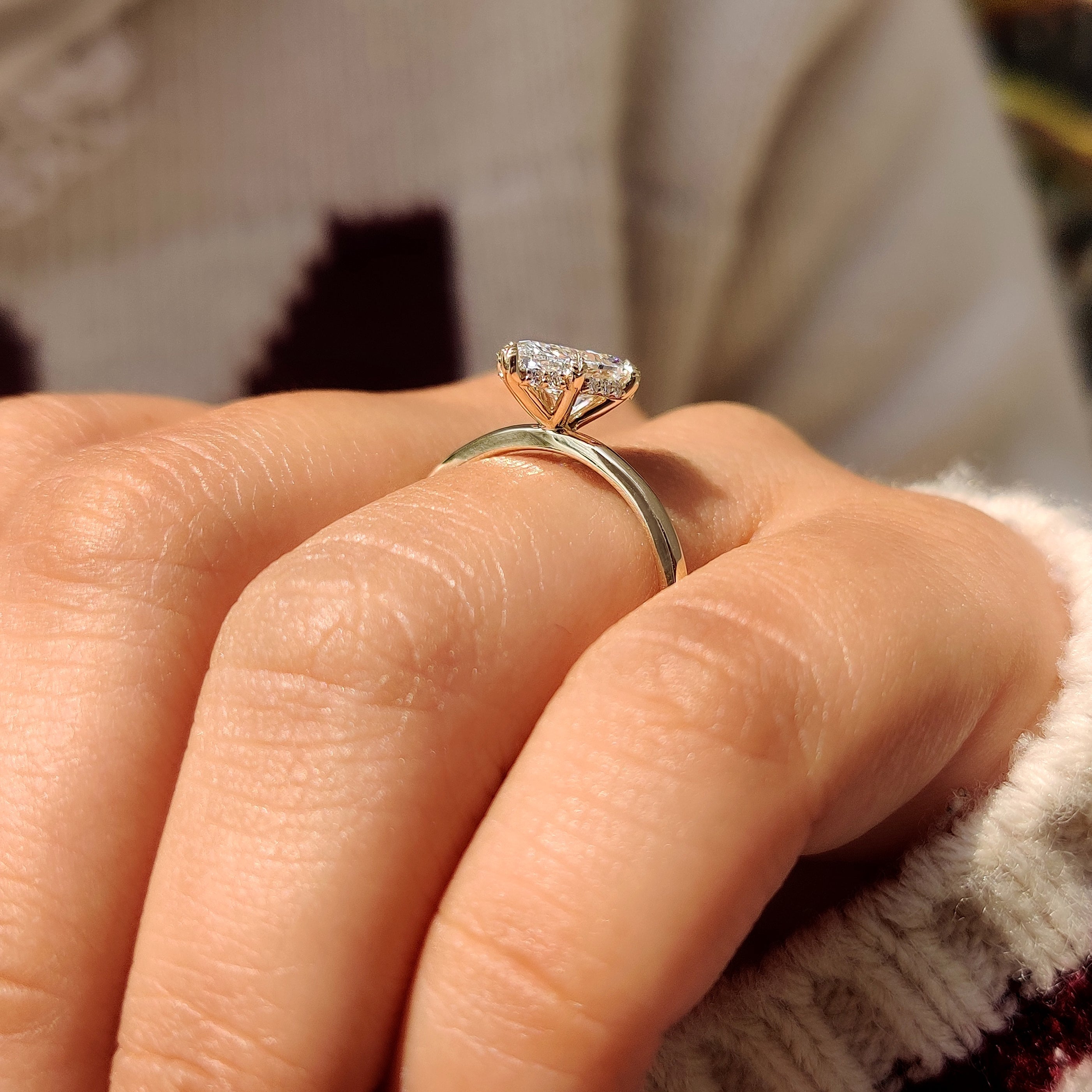 Solitaire Style Pear Diamond Engagement Ring