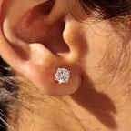 Round Cut Earrings In Screw Back Style