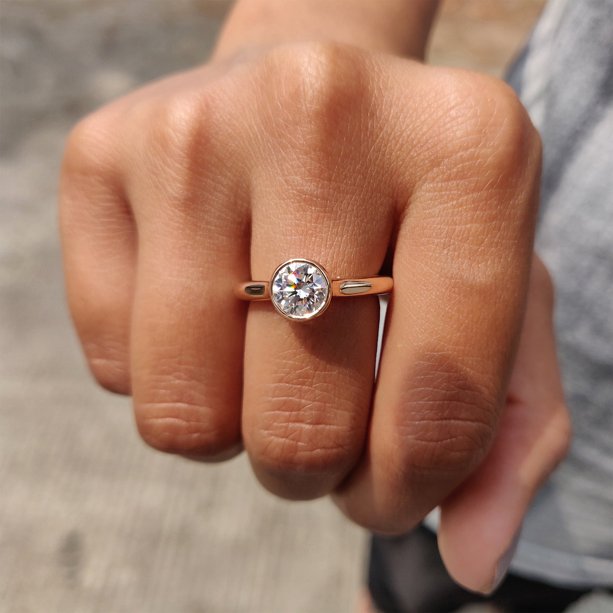 Round Bezel Engagement Ring In Solitaire Style