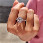 Round Cut Vintage Moissanite Ring In Halo Style